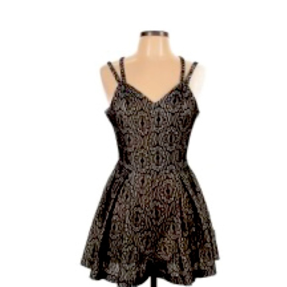 Mod on trend black lace romper dress